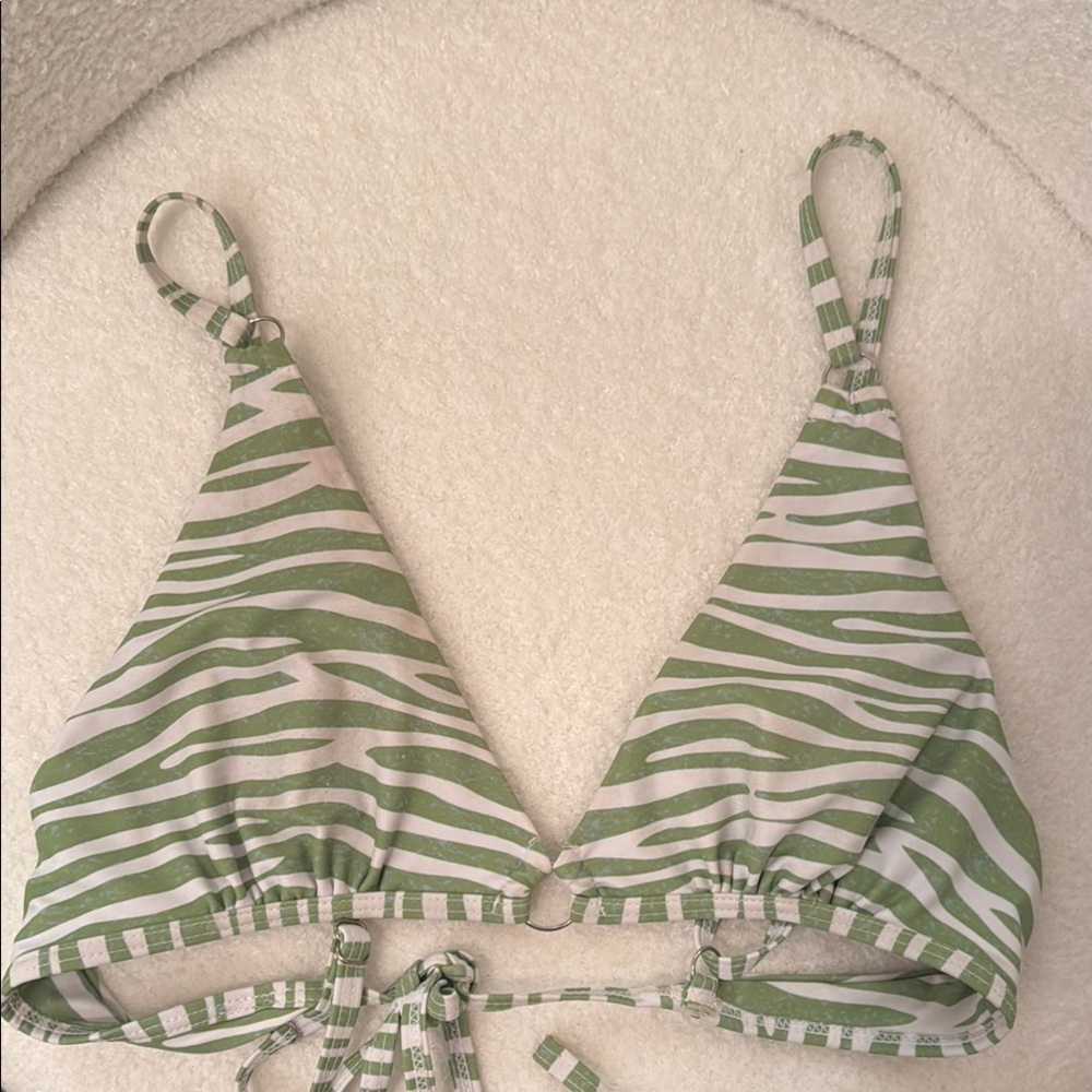 Green and White Zebra Print Bikini set